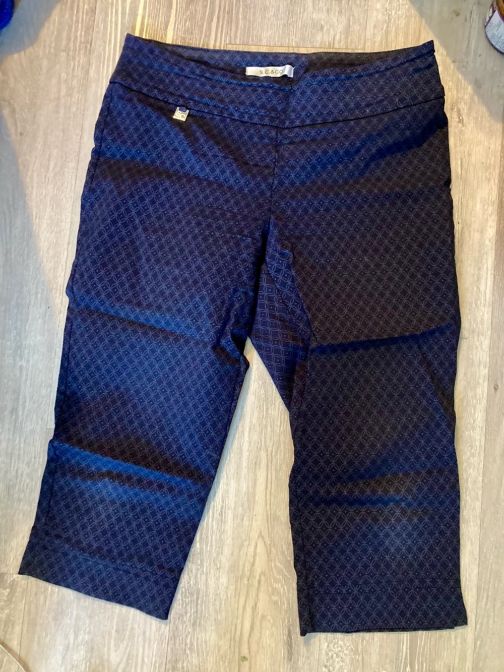 S & Co Navy Patterned Capris Summer Pants